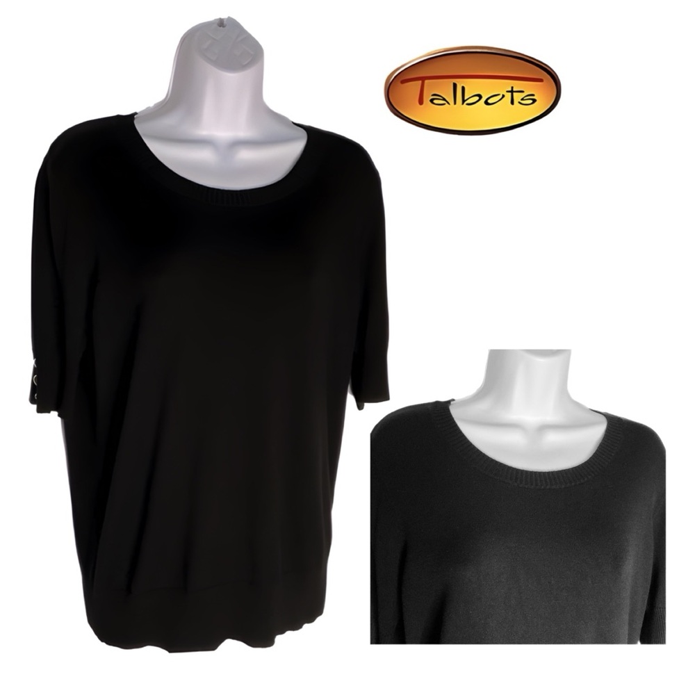 Talbots Sweater VTG Sz X (14, 16) Women’s  Pullover Hong Kong Black EUC Soft Y2K
